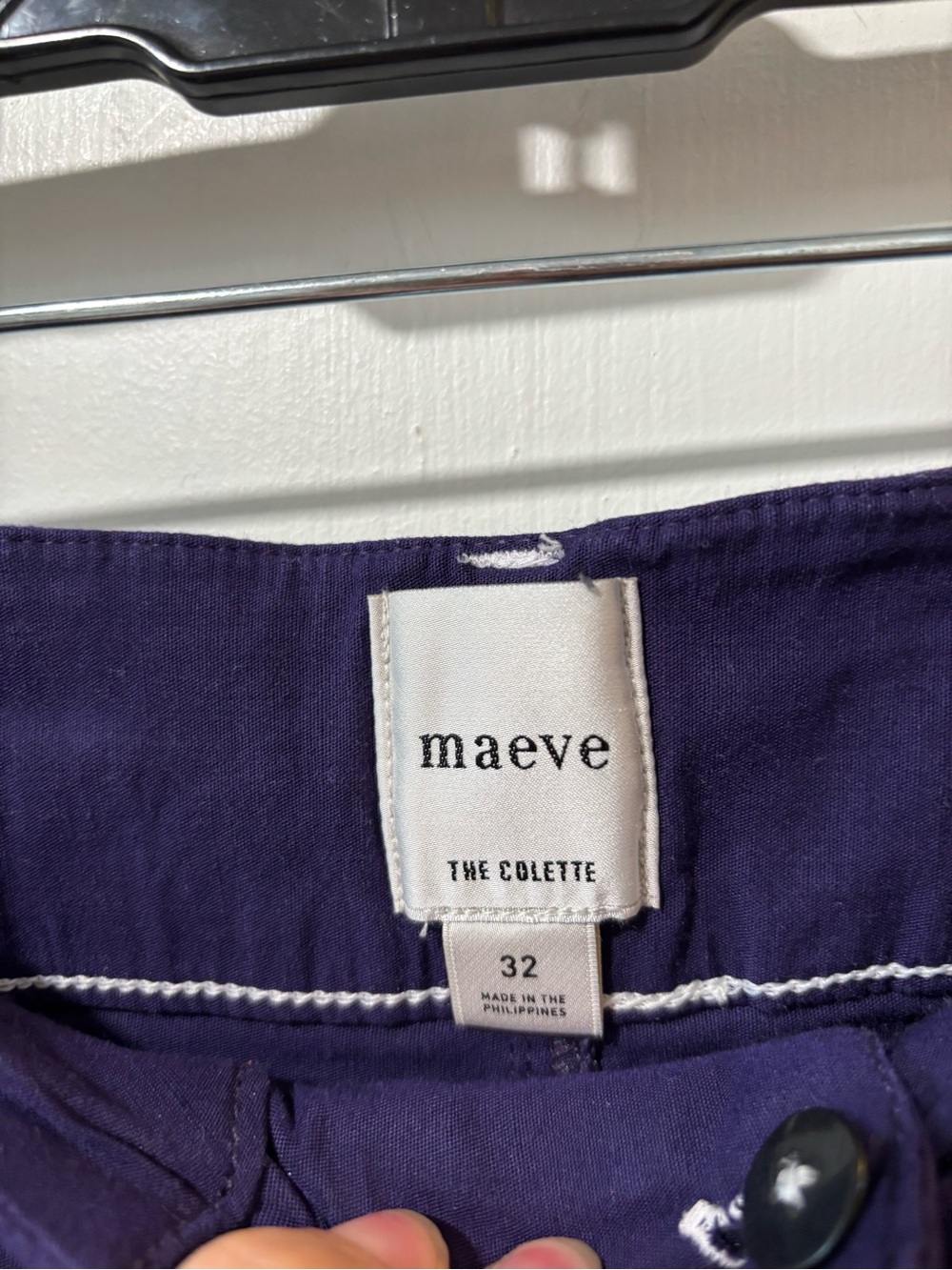 MAEVE The Colette Wide Leg High Rise Anthropologie Purple Contrast Stitch Sz 32 - Picture 5 of 9